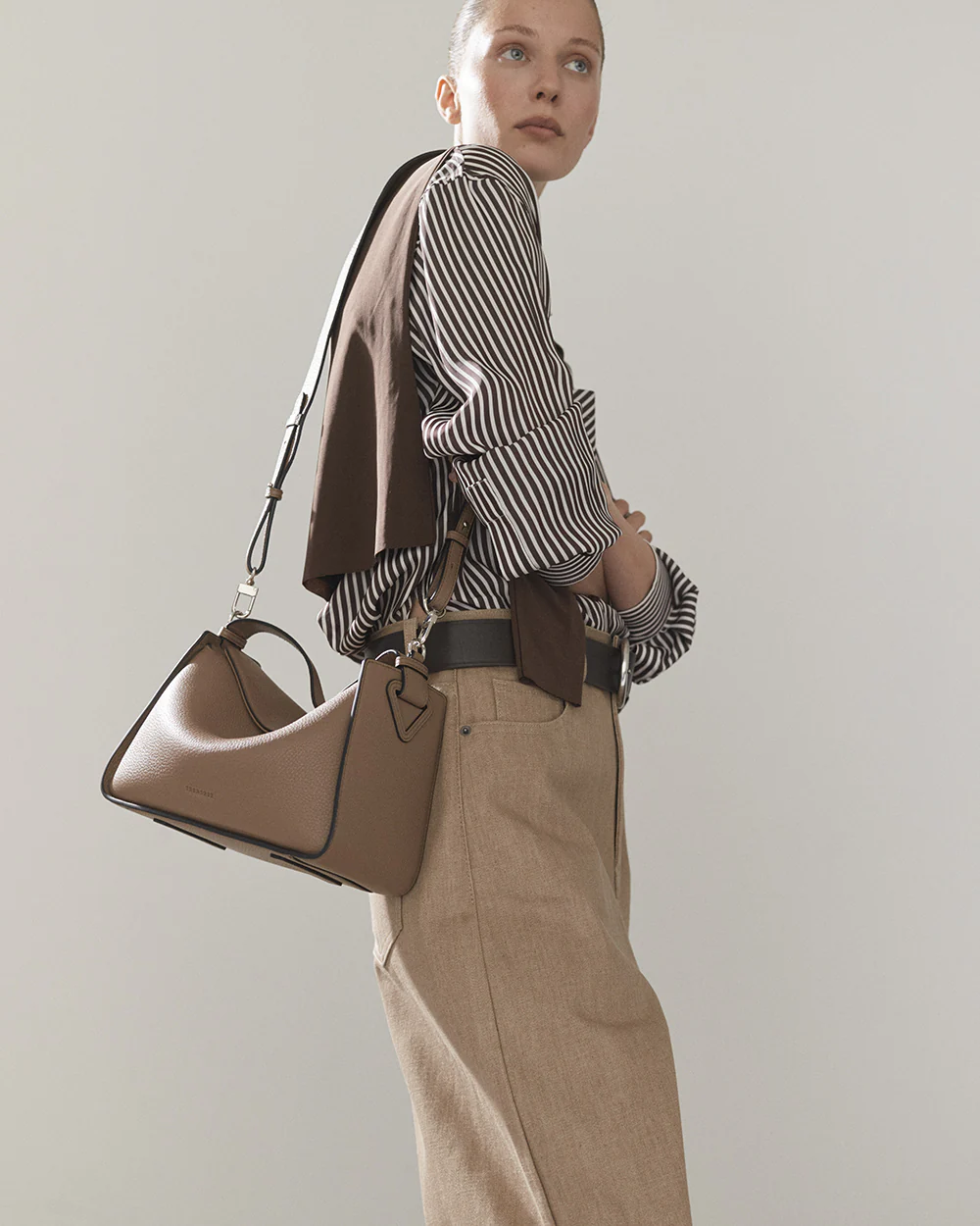 Clementine Bag: Taupe Pebbled Leather - Image 8