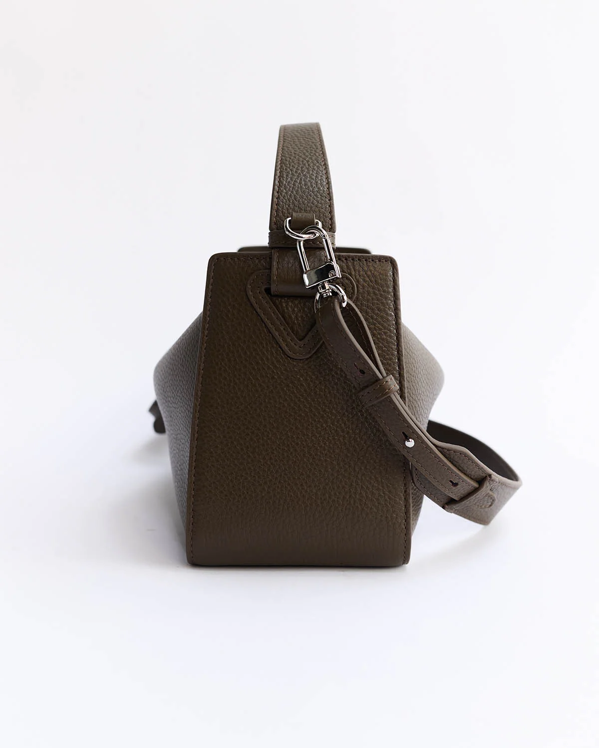 Clementine Bag: Khaki Green Pebbled Leather - Image 3
