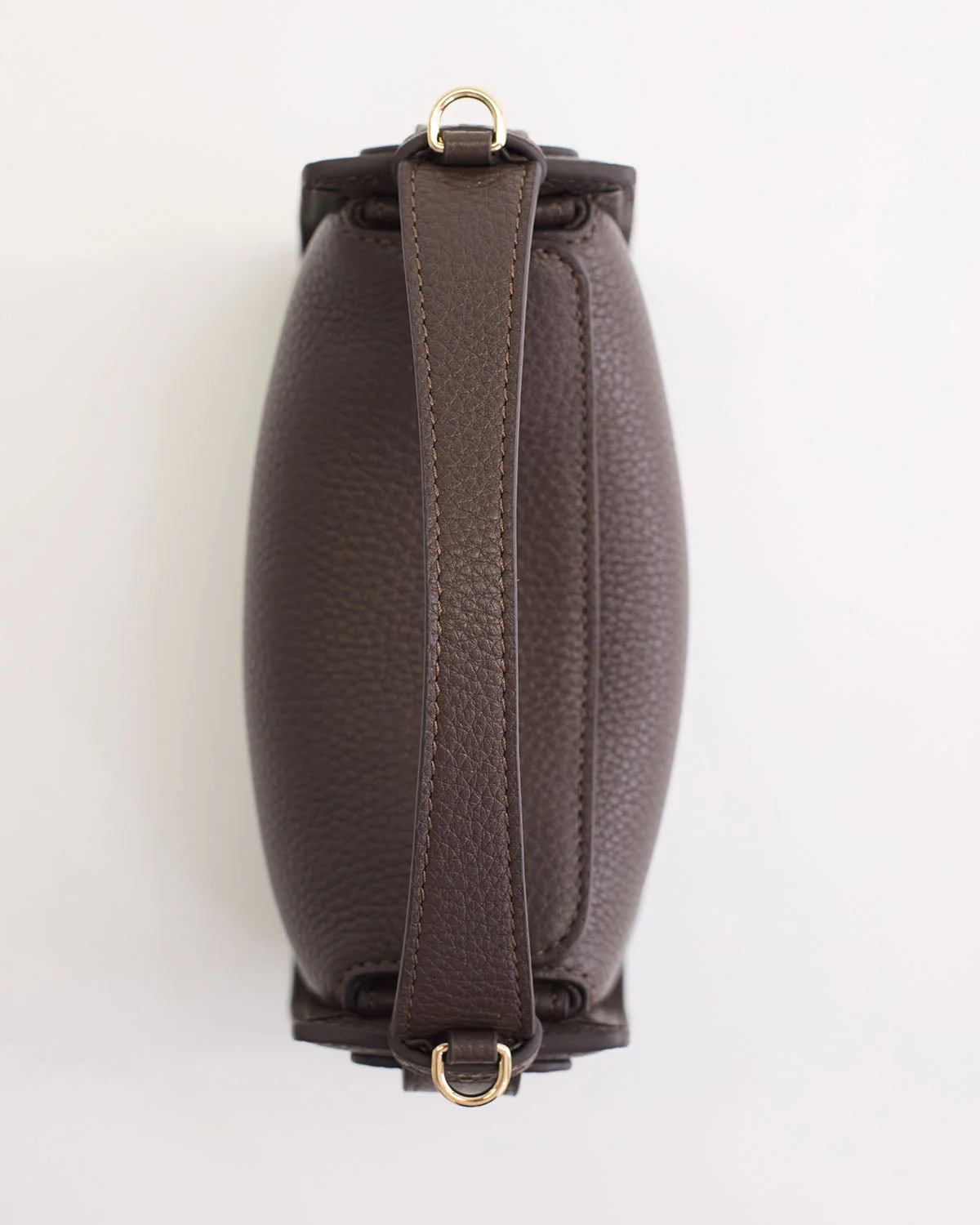 Mini Clementine Bag: Charcoal Pebbled Leather with Gold - Image 5
